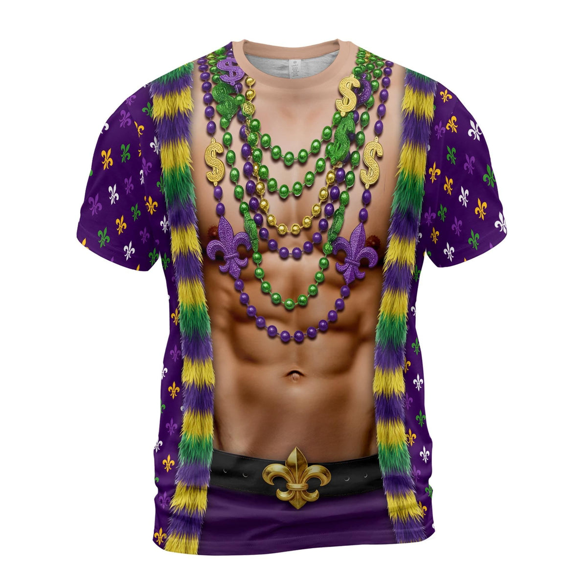 3D Graphic T Shirt Mardi Gras Costume Tee, HG  Funny Party Shirt, HG  Carnival Festival Outfit, Realistic Body Print, Mardi Gras Cosplay Top