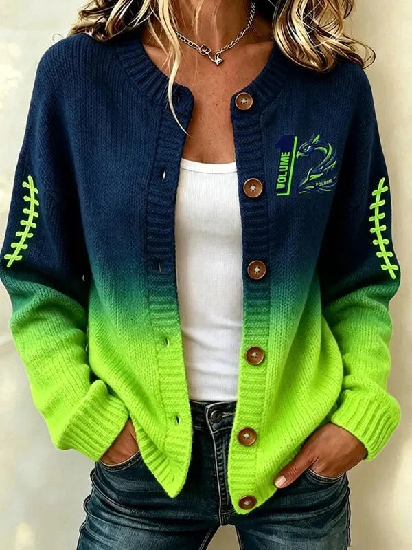 Seattle Seahawks NFL Merch Football NFL Round Neck Cardigan Seahawks Gifts For Her - Cardigan HG