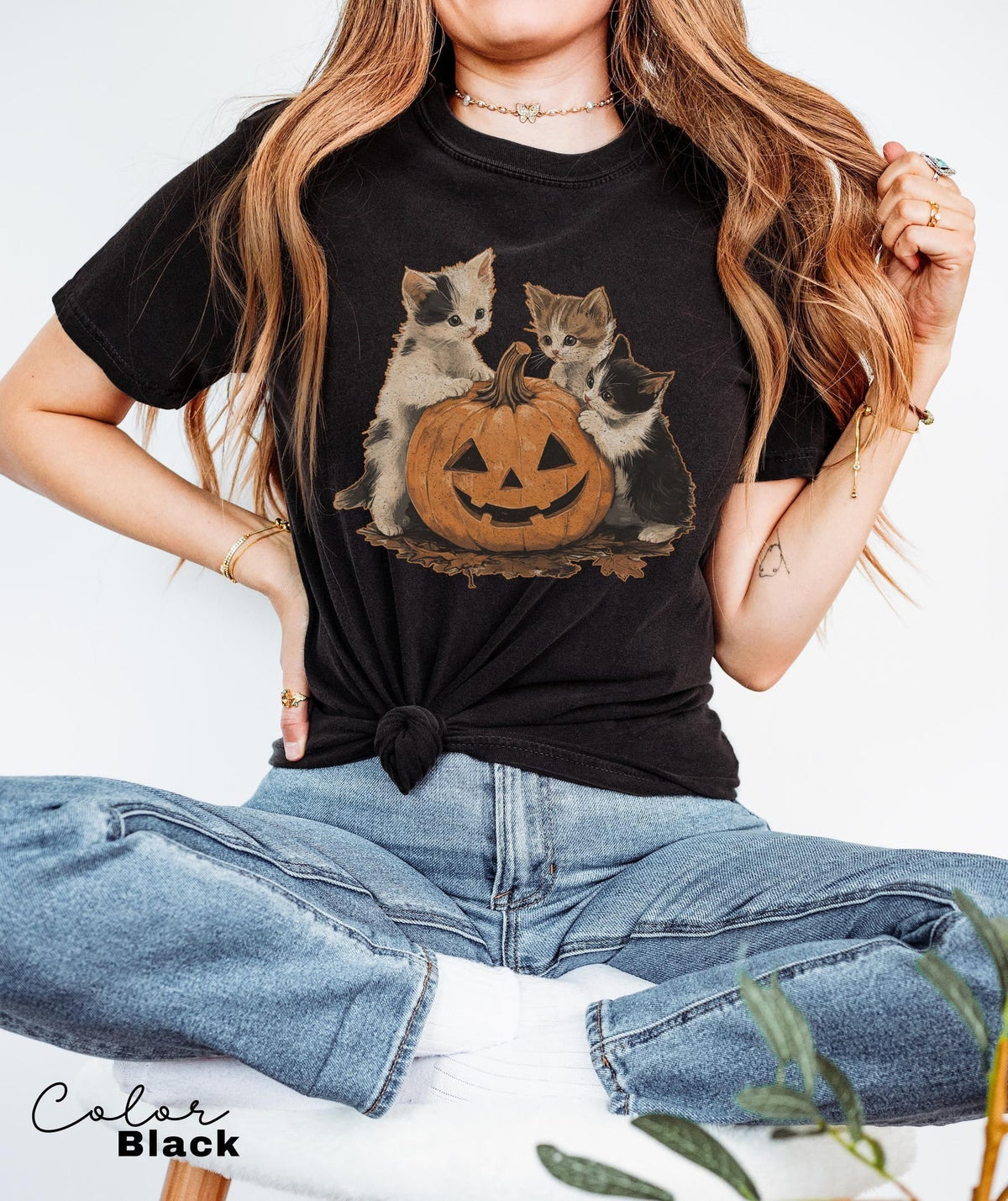 Vintage 90s Cat Halloween Shirt, Retro Halloween Shirt, Spooky Season Tee, Pumpkin Shirt, Cat Lover Shirt, Black Cat Shirt, Spooky Season