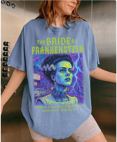 Bride of Frankenstein Comfort Colors Shirt: DIEU Vintage Halloween Horror Tee
