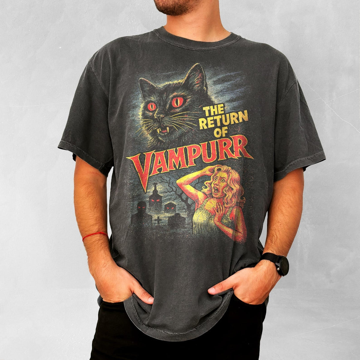 Halloween Cat Shirt, Vintage 90s Style Graphic T-Shirt, Retro Comfort Colors DIEU Halloween University Spooky Unisex Top, Halloween Spooky Tee