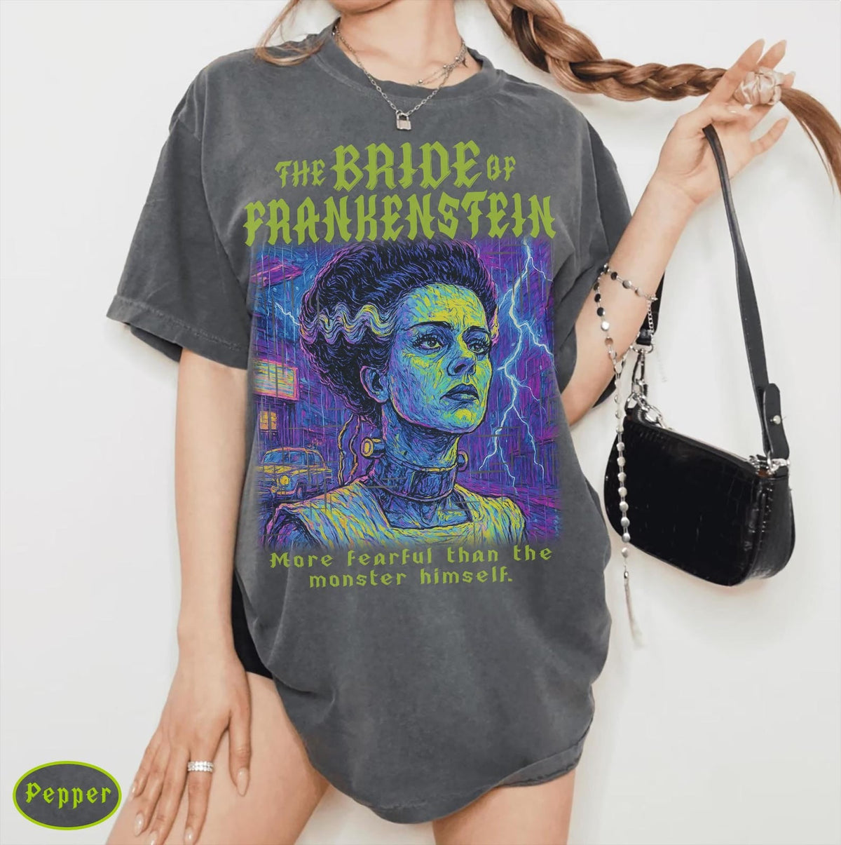 Bride of Frankenstein Comfort Colors Shirt: DIEU Vintage Halloween Horror Tee