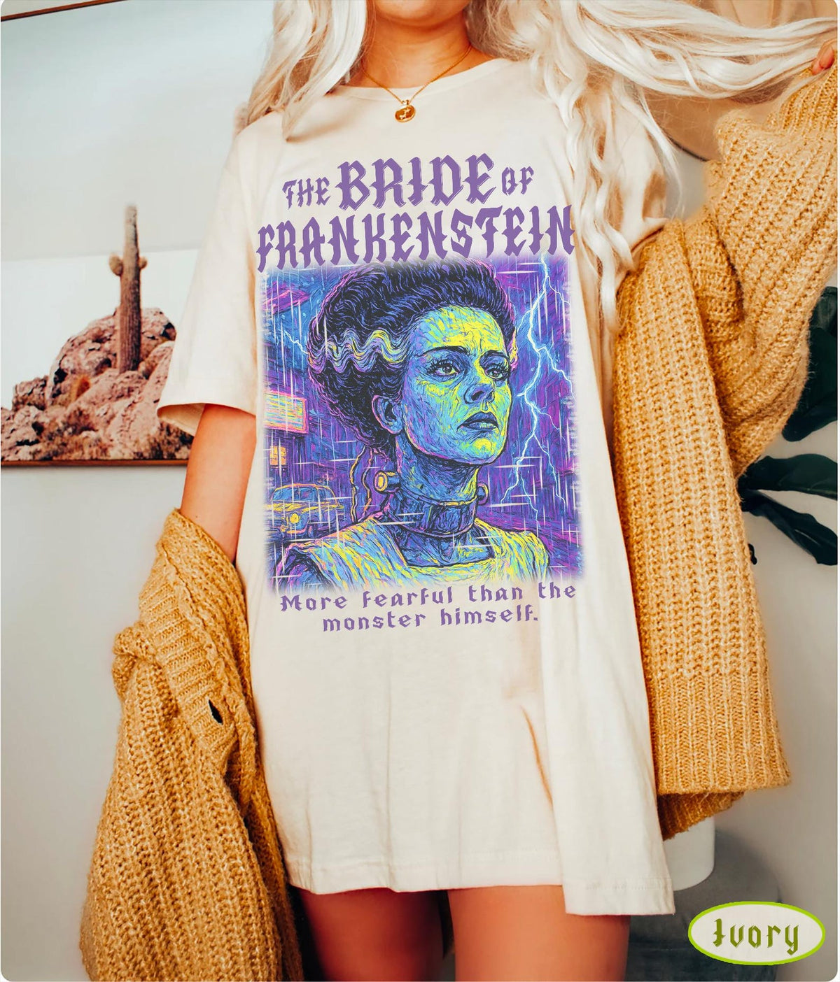 Bride of Frankenstein Comfort Colors Shirt: DIEU Vintage Halloween Horror Tee