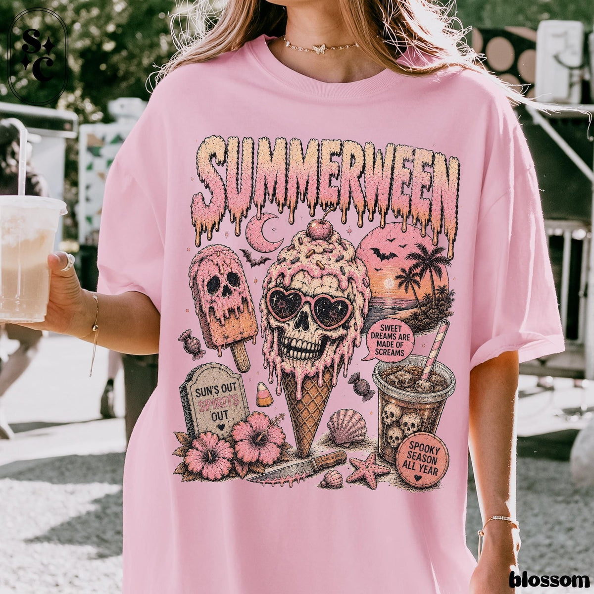 Summerween Shirt, Pastel Goth Halloween Tee, Spooky Summer Graphic Tee NNA