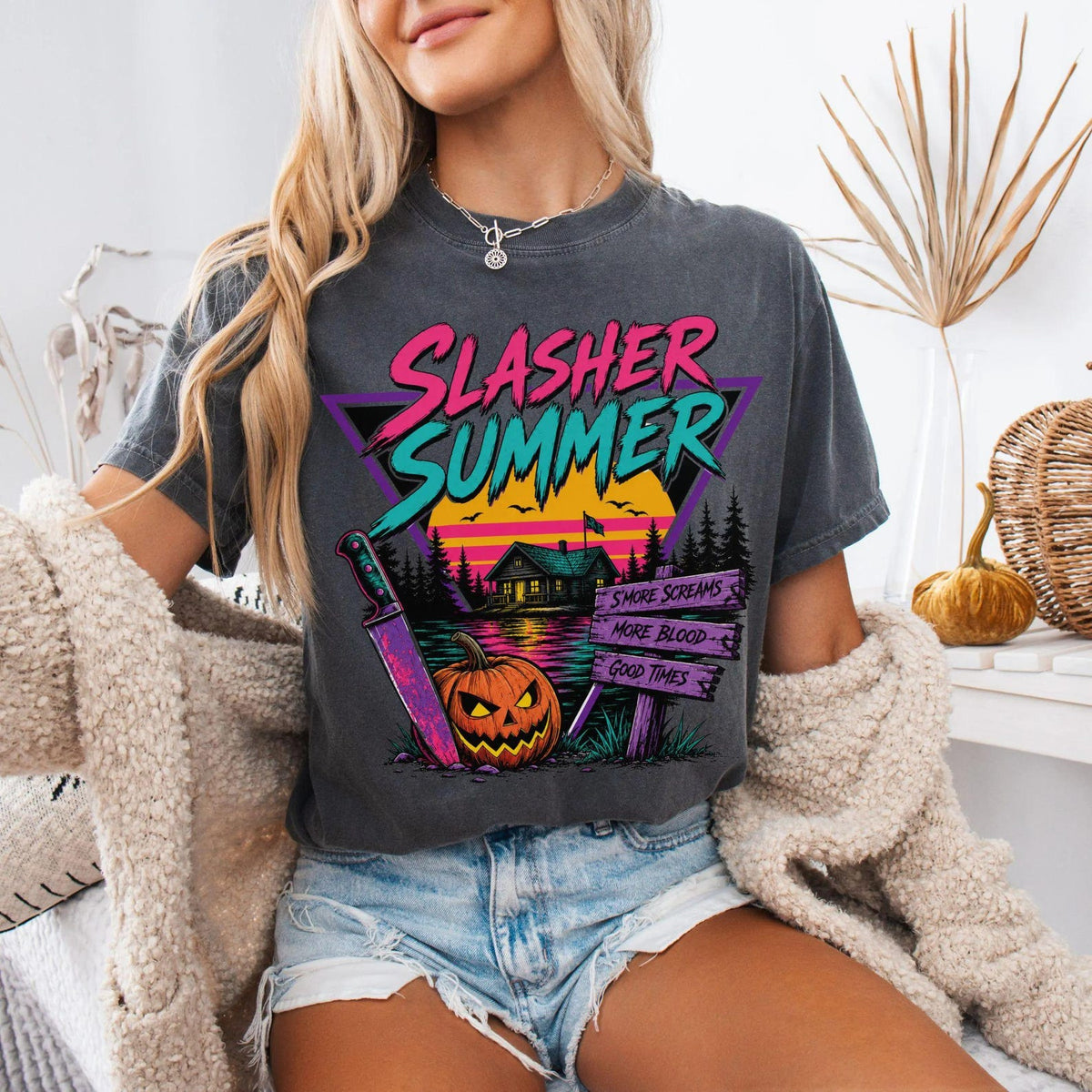 Retro Slasher Summer Shirt, Horror Camp Graphic Tee, Summerween Shirt, Vintage Spooky Aesthetic T-Shirt NNA