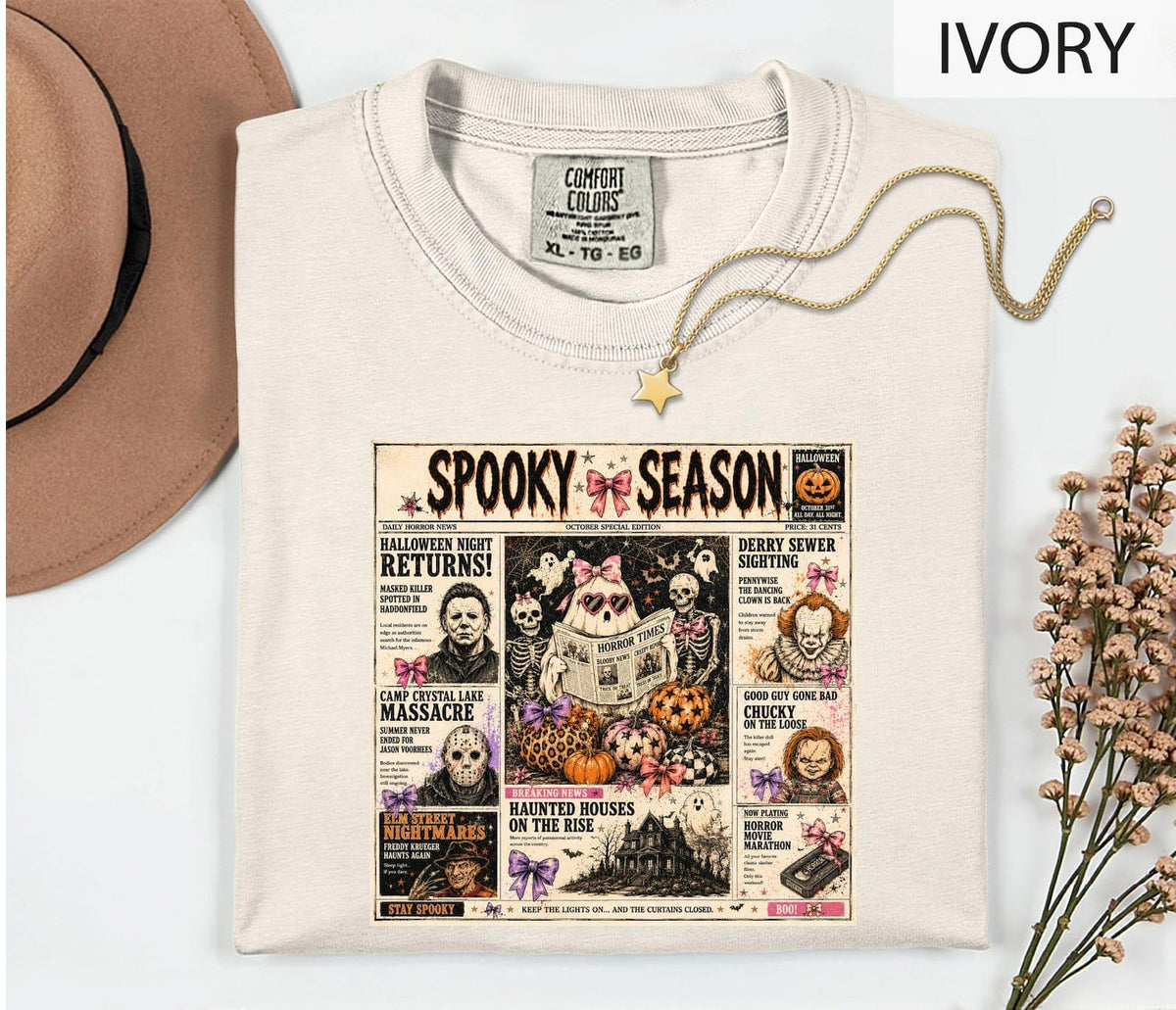Halloween Horror Shirt, DIEU Horror Characters Graphic Tee, Spooky Season Shirt, Horror Movie Collage, Comfort Colors T-Shirt