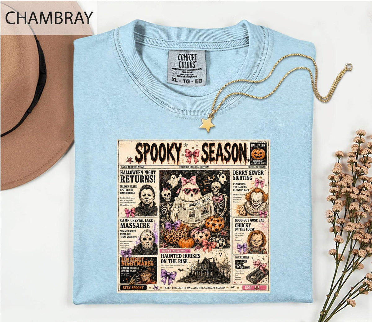 Halloween Horror Shirt, DIEU Horror Characters Graphic Tee, Spooky Season Shirt, Horror Movie Collage, Comfort Colors T-Shirt