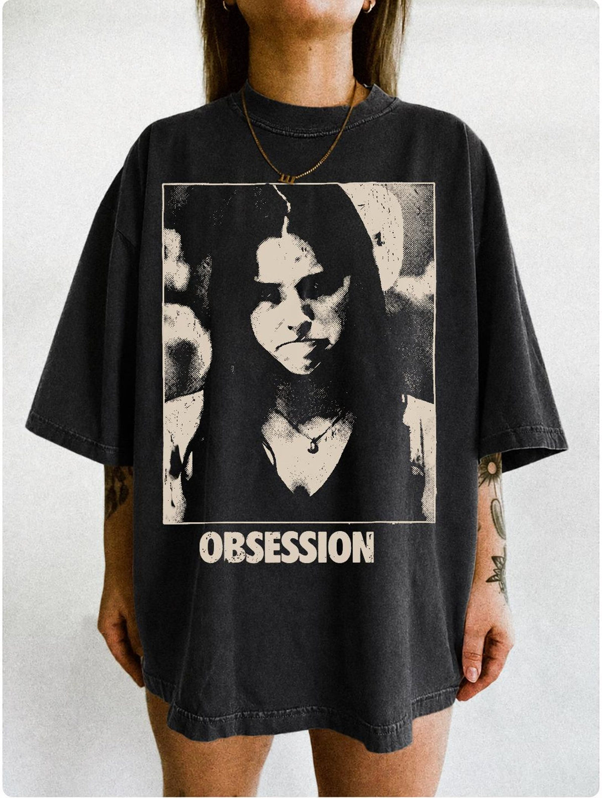 Vintage OBSESSION Movie T-Shirt, Frowning Nikki Graphic Tee, Gothic Horror Tee NNA