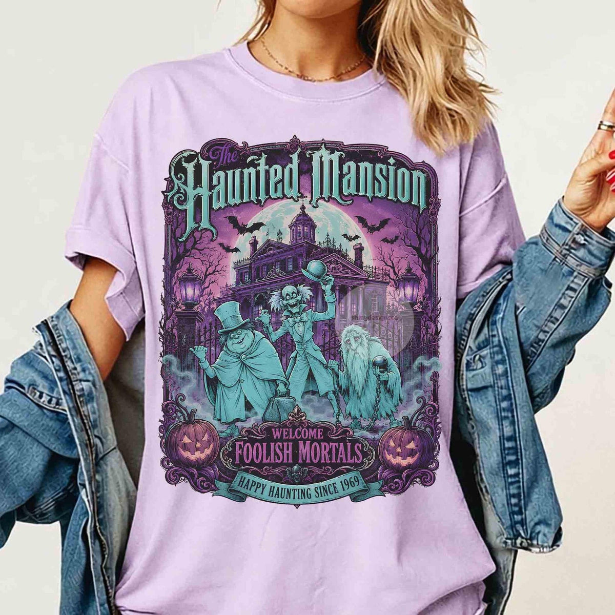 Retro The Haunted Mansion Halloween Shirt, DIEU Comfort Colors Hitchhiking Ghosts Shirt, Welcome Foolish Mortals, Spooky Season tee, WDW Family Trip Tee