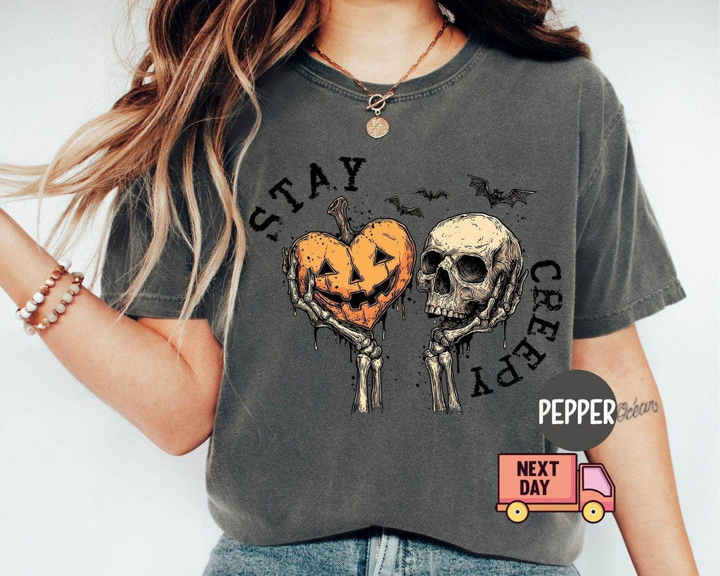 Creepy Shirt, Womens Halloween Shirt, Cute Skeleton Hands Tee, Funny Halloween Outfit, Skull Tee, Spooky Season Shirt NNA