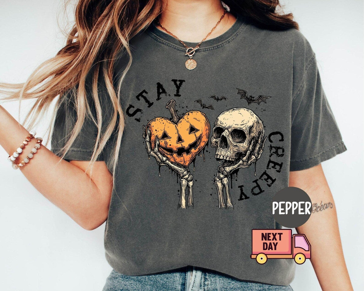 Creepy Shirt, Womens Halloween Shirt, Cute Skeleton Hands Tee, Funny Halloween Outfit, Skull Tee, Spooky Season Shirt NNA