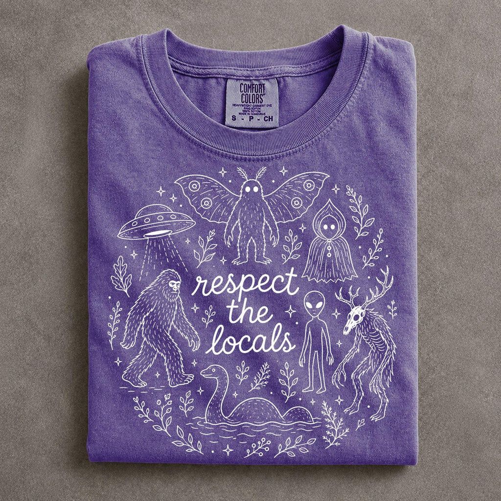 Respect the Locals Cryptid Shirt Comfort Colors DIEU Mothman Alien Graphic Tee