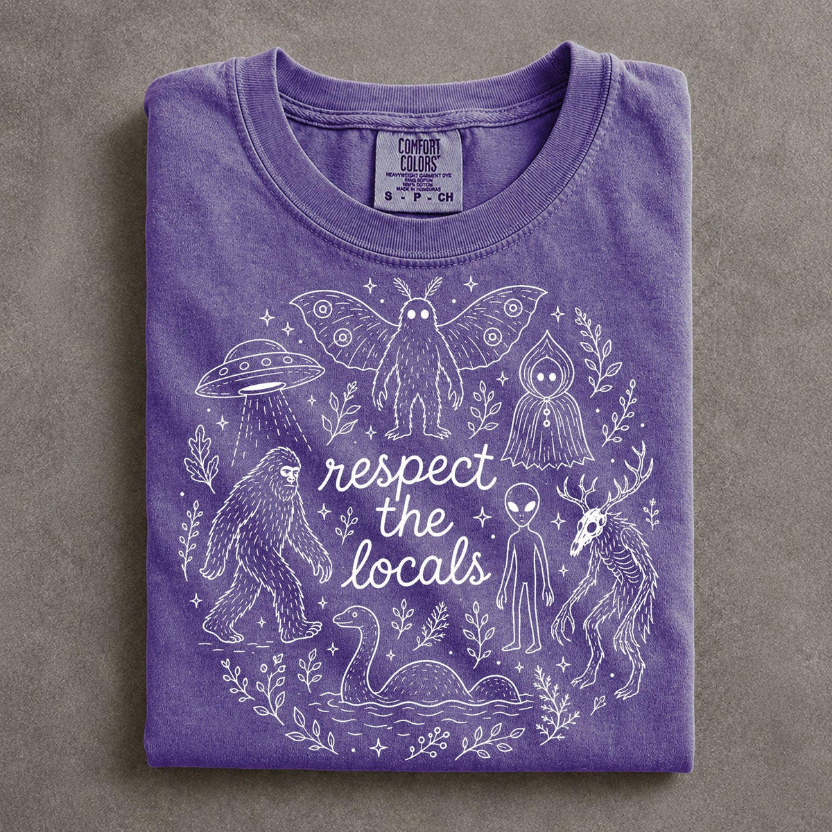 Respect the Locals Cryptid Shirt Comfort Colors DIEU Mothman Alien Graphic Tee