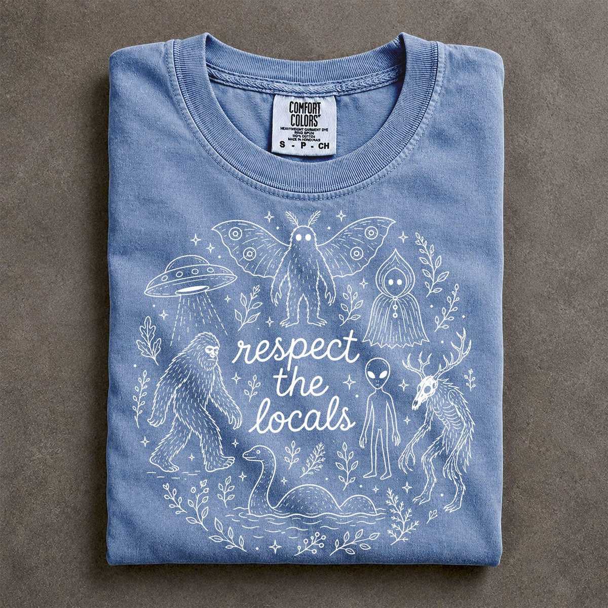 Respect the Locals Cryptid Shirt Comfort Colors DIEU Mothman Alien Graphic Tee