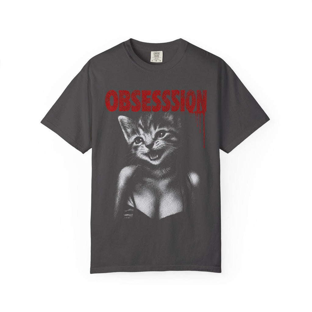Creepy Cat Obsession T-Shirt, Grunge Horror Comfort Colors Tee NNA