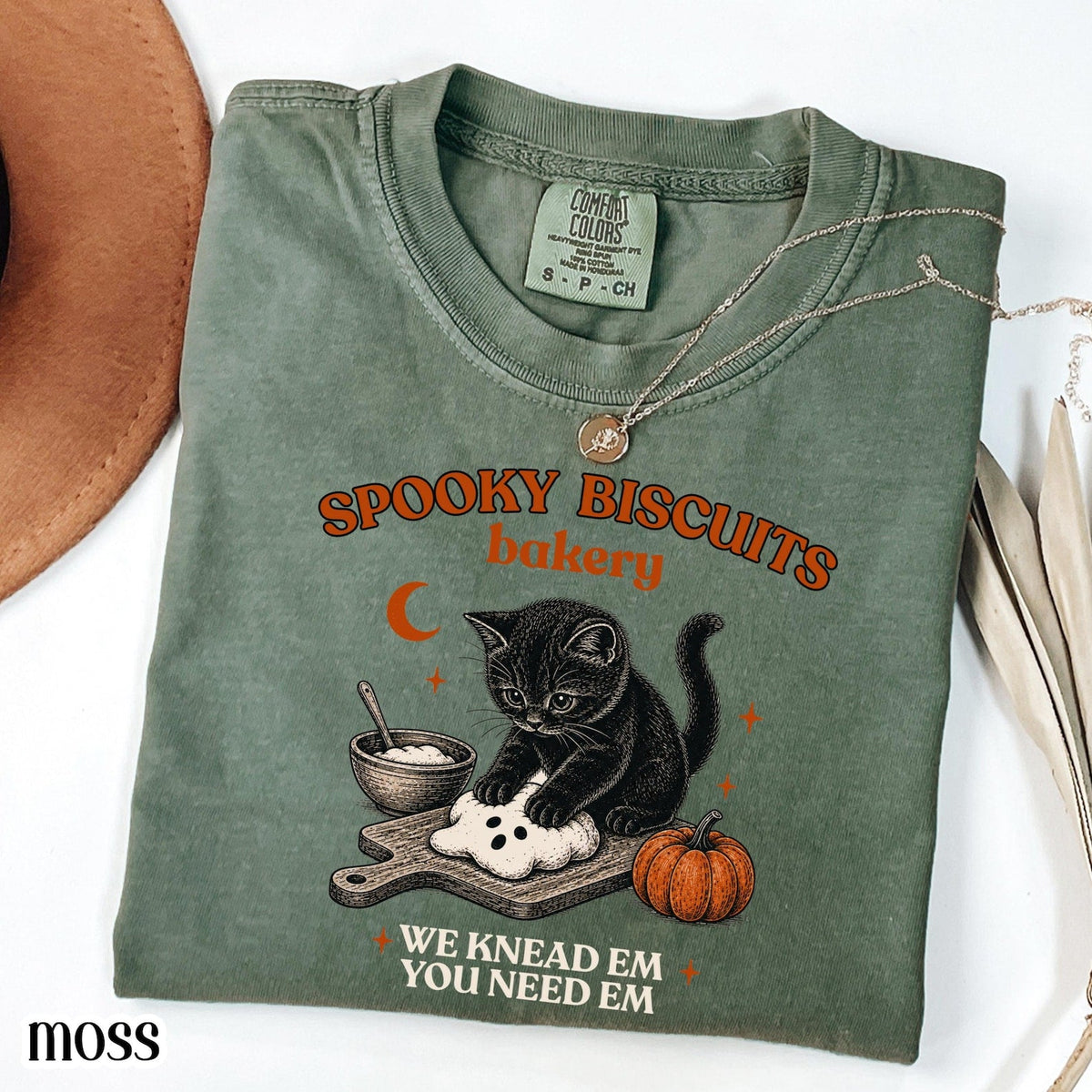 Comfort Colors Kitty Biscuits Shirt Spooky Season Tee Black Cat Halloween Fall TShirt Vintage DIEU Baking Pumpkin T-Shirt Cat Lover Fall Gift