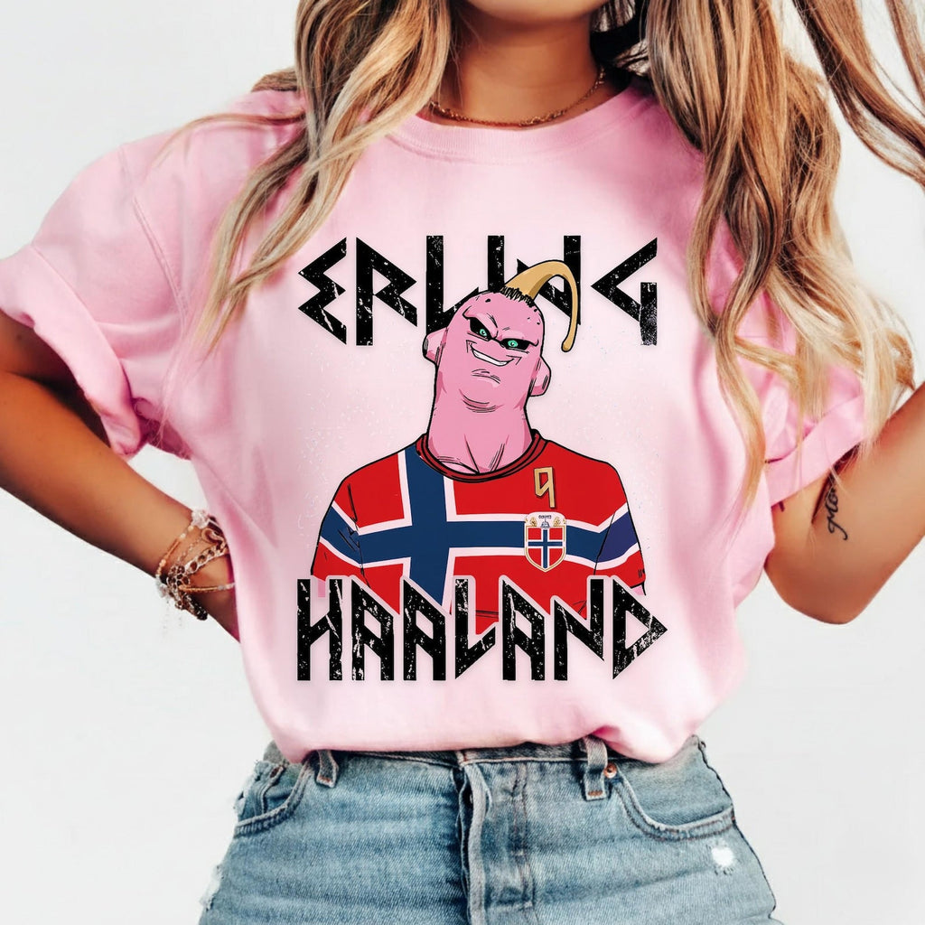 Comfort Color Erling Haaland Majin Buu Graphic Tee, Soccer Manga Fan Apparel NNA
