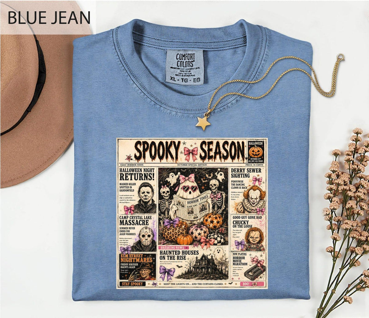 Halloween Horror Shirt, DIEU Horror Characters Graphic Tee, Spooky Season Shirt, Horror Movie Collage, Comfort Colors T-Shirt
