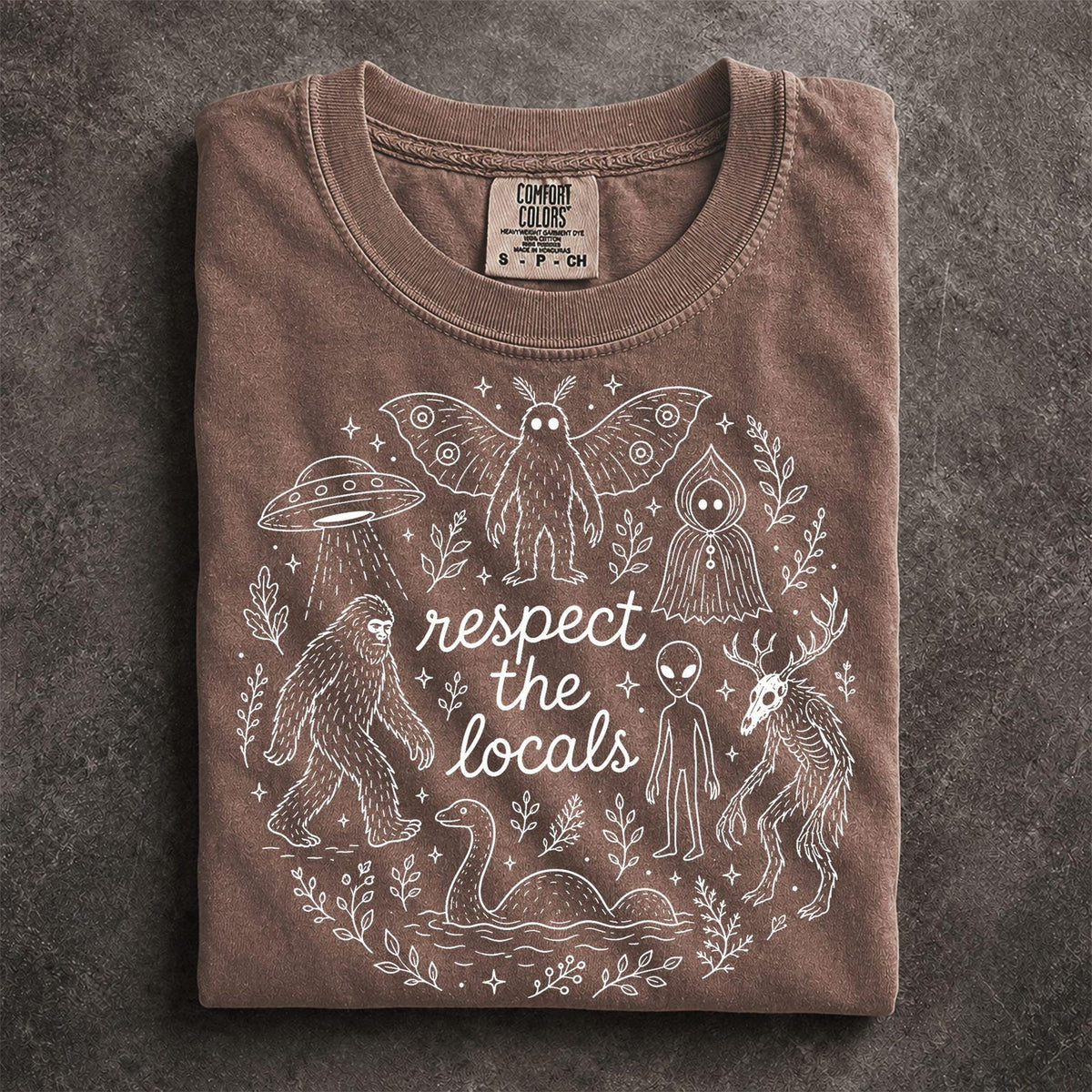 Respect the Locals Cryptid Shirt Comfort Colors DIEU Mothman Alien Graphic Tee