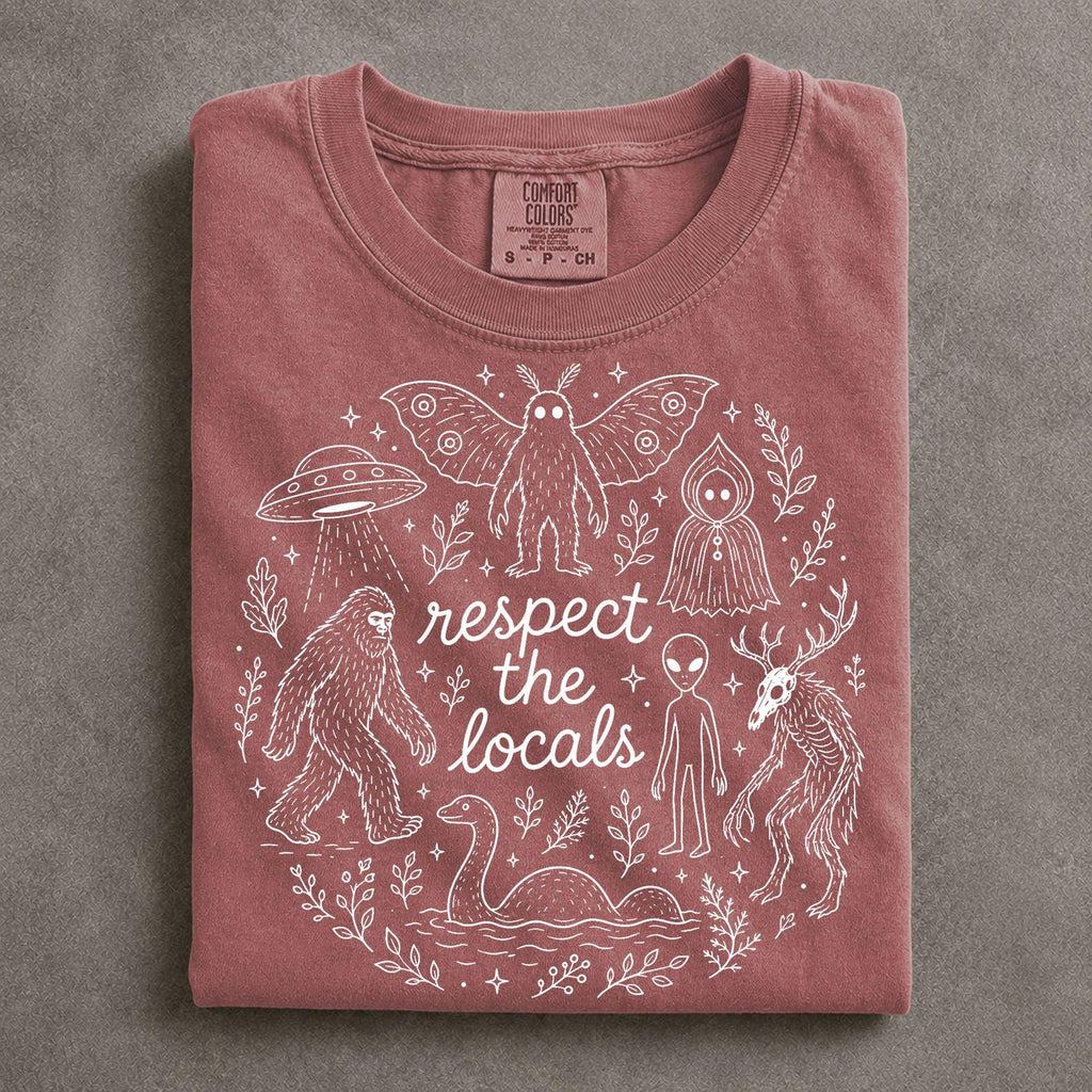 Respect the Locals Cryptid Shirt Comfort Colors DIEU Mothman Alien Graphic Tee