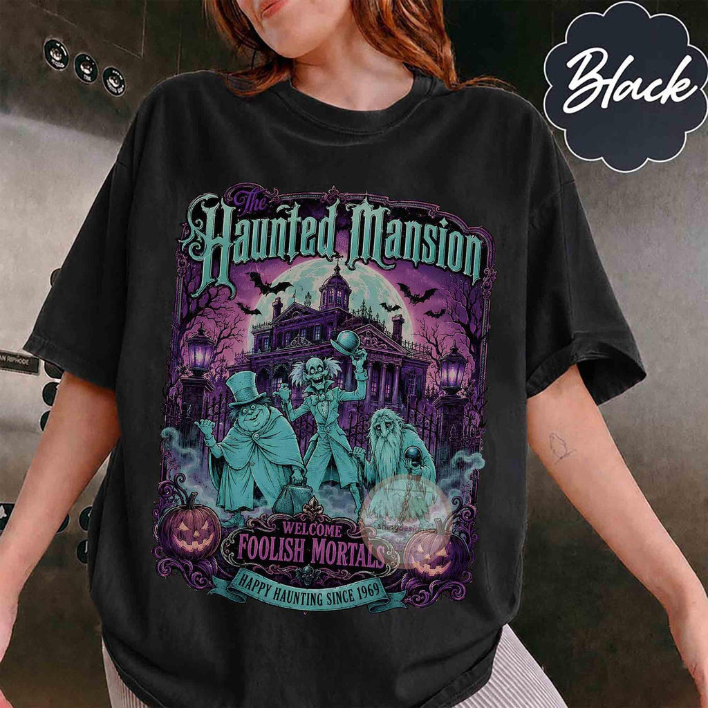 Retro The Haunted Mansion Halloween Shirt, DIEU Comfort Colors Hitchhiking Ghosts Shirt, Welcome Foolish Mortals, Spooky Season tee, WDW Family Trip Tee
