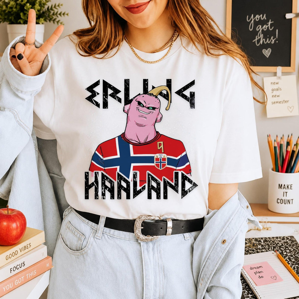 Comfort Color Erling Haaland Majin Buu Graphic Tee, Soccer Manga Fan Apparel NNA