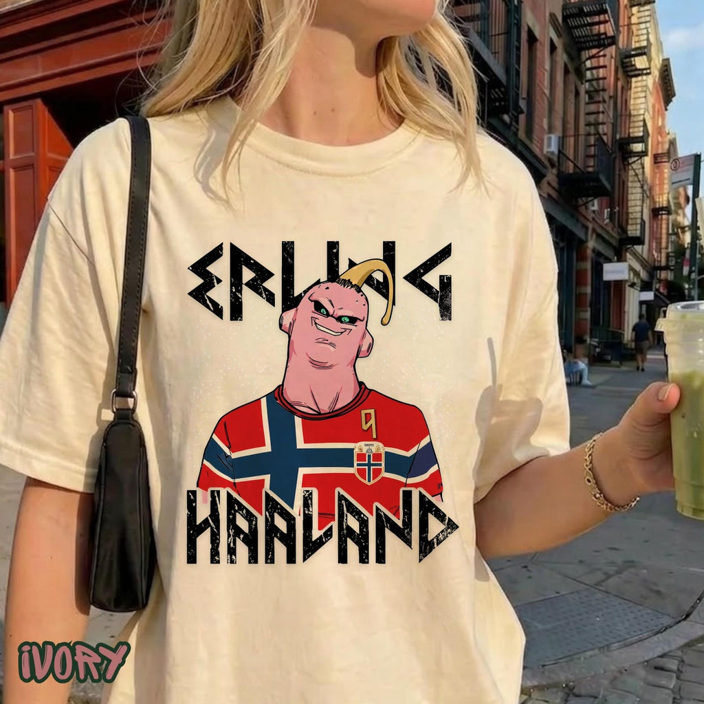 Comfort Color Erling Haaland Majin Buu Graphic Tee, Soccer Manga Fan Apparel NNA