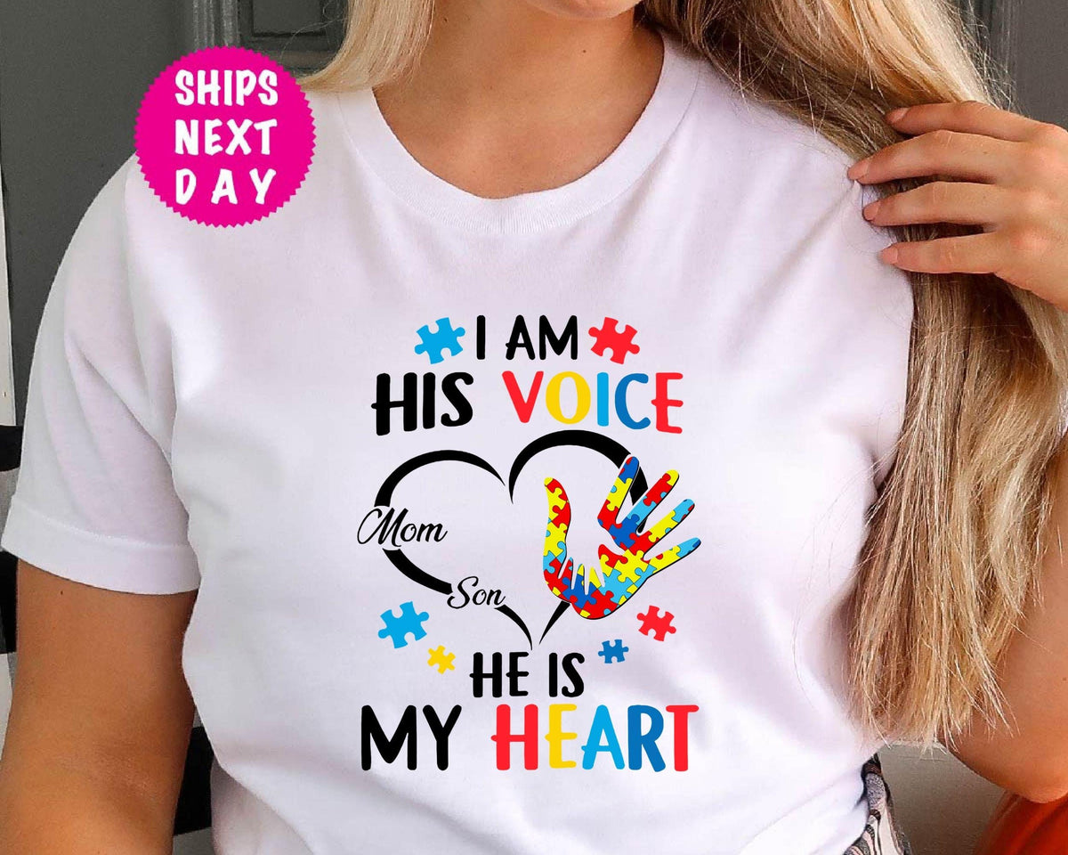 Custom Autism Mom and Son Shirt HG : Puzzle Piece Awareness Gift