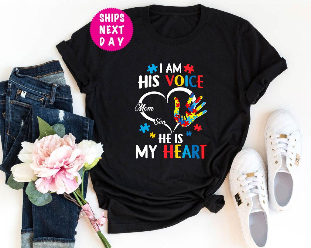 Custom Autism Mom and Son Shirt HG : Puzzle Piece Awareness Gift