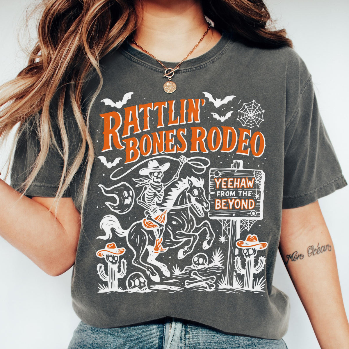 Comfort Colors Halloween Shirt Skeleton Shirt Western Shirt Funny Halloween Tshirt Haunted Tee Pumpkin Shirt  Fall Spooky Rodeo Tee NNA