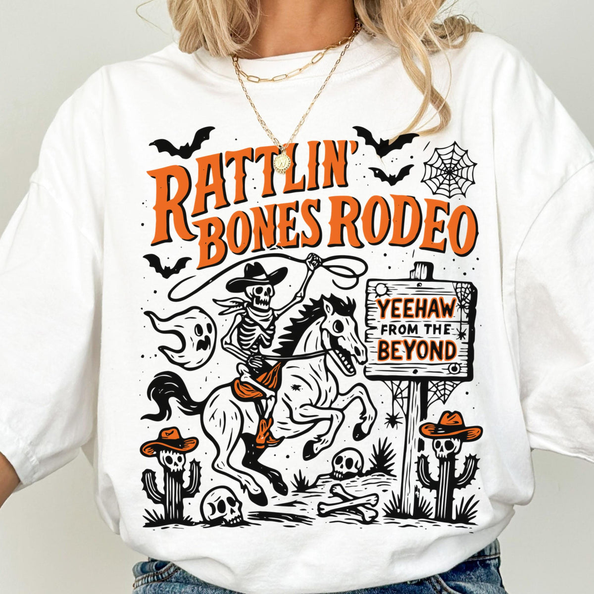 Comfort Colors Halloween Shirt Skeleton Shirt Western Shirt Funny Halloween Tshirt Haunted Tee Pumpkin Shirt  Fall Spooky Rodeo Tee NNA