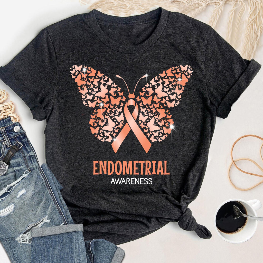Endometrial Cancer Awareness Shirt HG Family Cancer Support T-Shirt HG Endometrial Cancer Survivor Gift  Cancer Ribbon TShirt HGfor Cancer Fighter