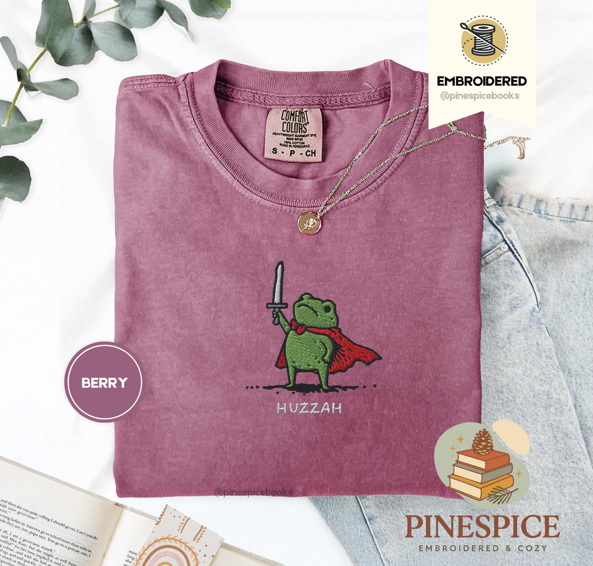 Huzzah Frog with Sword Tee  Embroidered Medieval Frog Shirt, Funny DnD T-Shirt  Renaissance Faire Frog Gift NNA