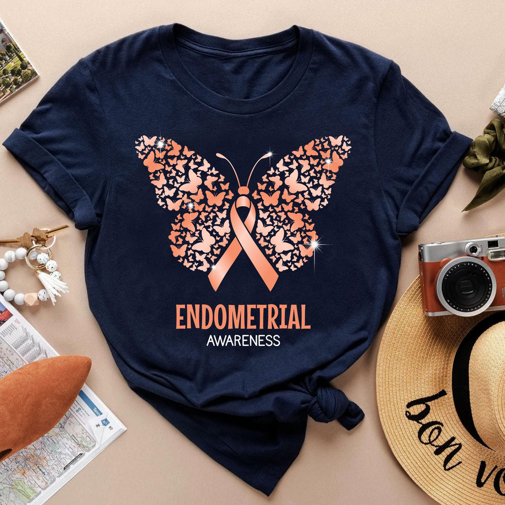 Endometrial Cancer Awareness Shirt HG Family Cancer Support T-Shirt HG Endometrial Cancer Survivor Gift  Cancer Ribbon TShirt HGfor Cancer Fighter