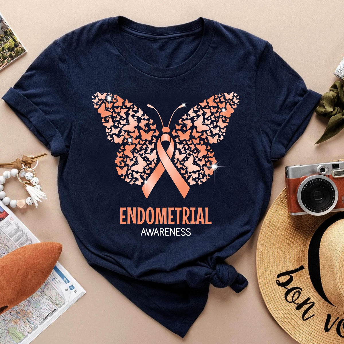 Endometrial Cancer Awareness Shirt HG Family Cancer Support T-Shirt HG Endometrial Cancer Survivor Gift  Cancer Ribbon TShirt HGfor Cancer Fighter