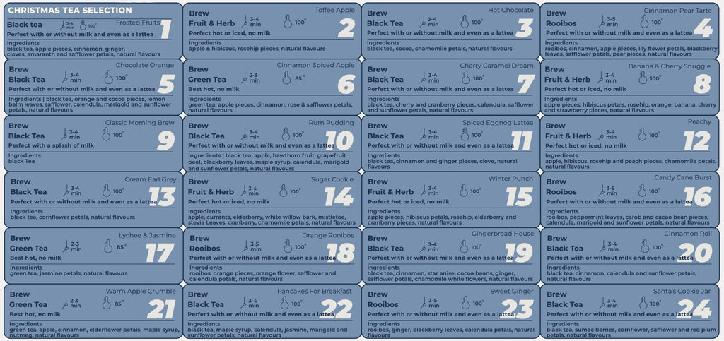 Tea Advent Calendar HG 2026: Christmas Blends, Single Origin, Breakfast, Caffeine-Free