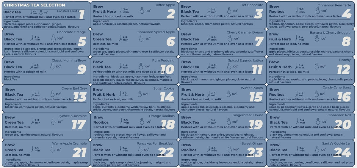 Tea Advent Calendar HG 2026: Christmas Blends, Single Origin, Breakfast, Caffeine-Free