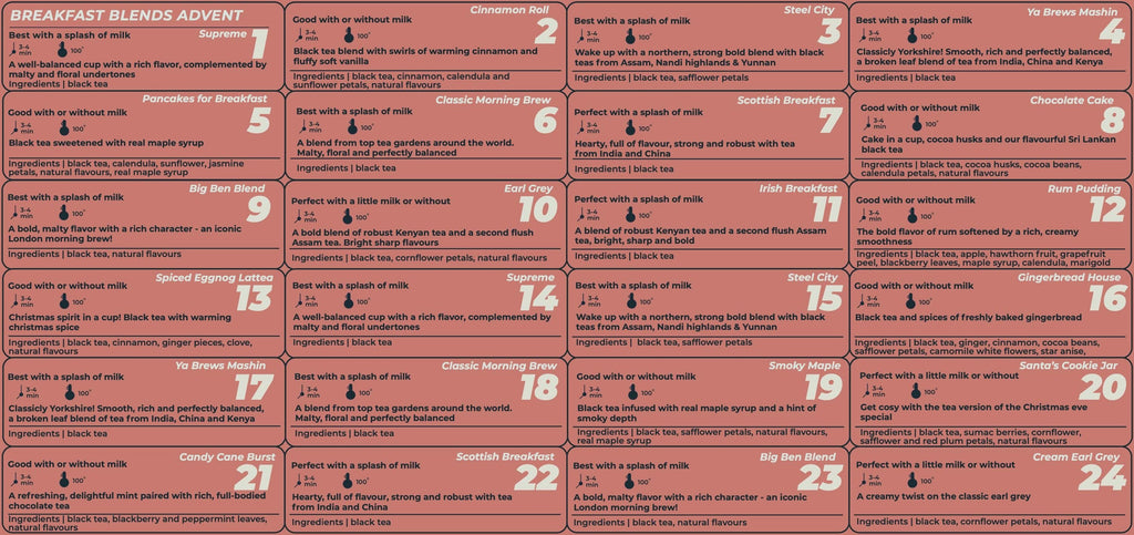 Tea Advent Calendar HG 2026: Christmas Blends, Single Origin, Breakfast, Caffeine-Free