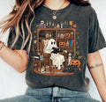 Cozy Ghost Reading T-Shirt: Halloween Library Bookshelf Tee NNA