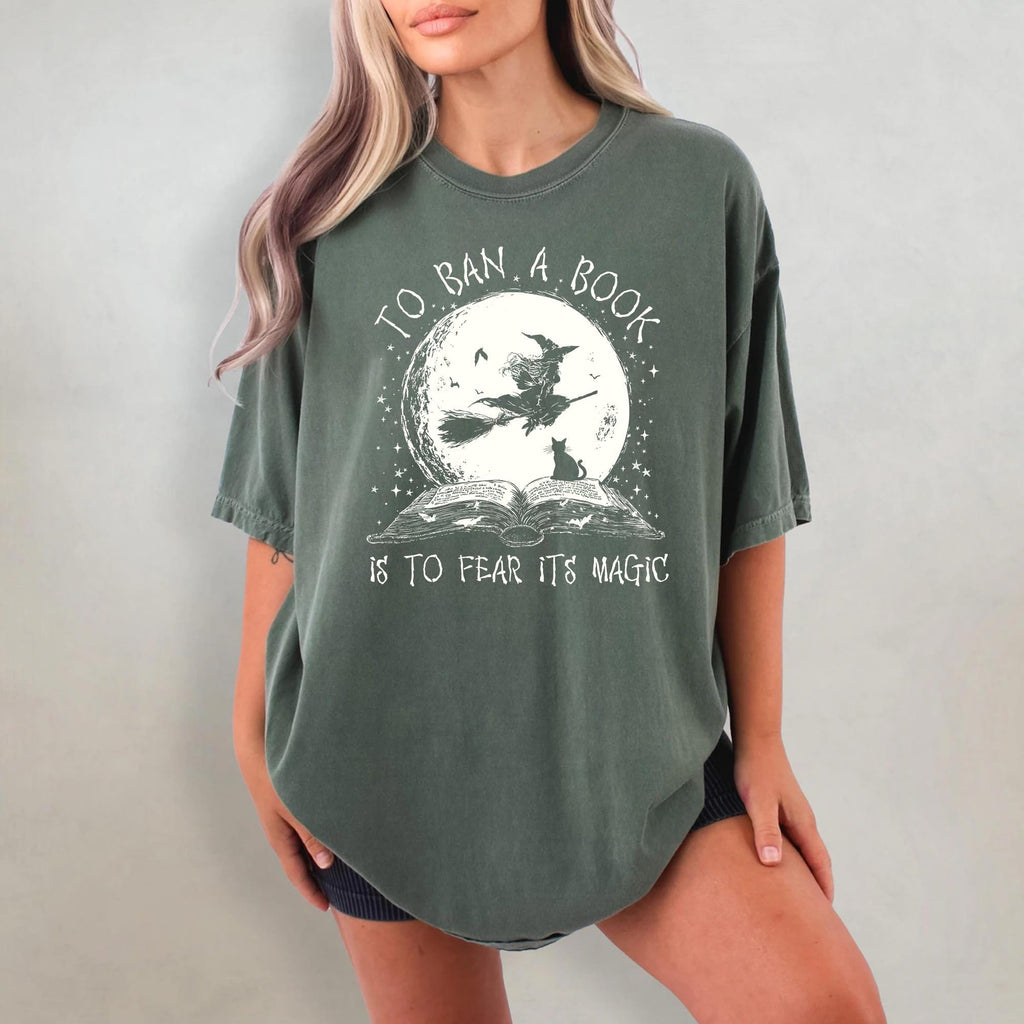 Comfort Colors Halloween Witch Book Shirt: Reading Witch Library Gift NNA