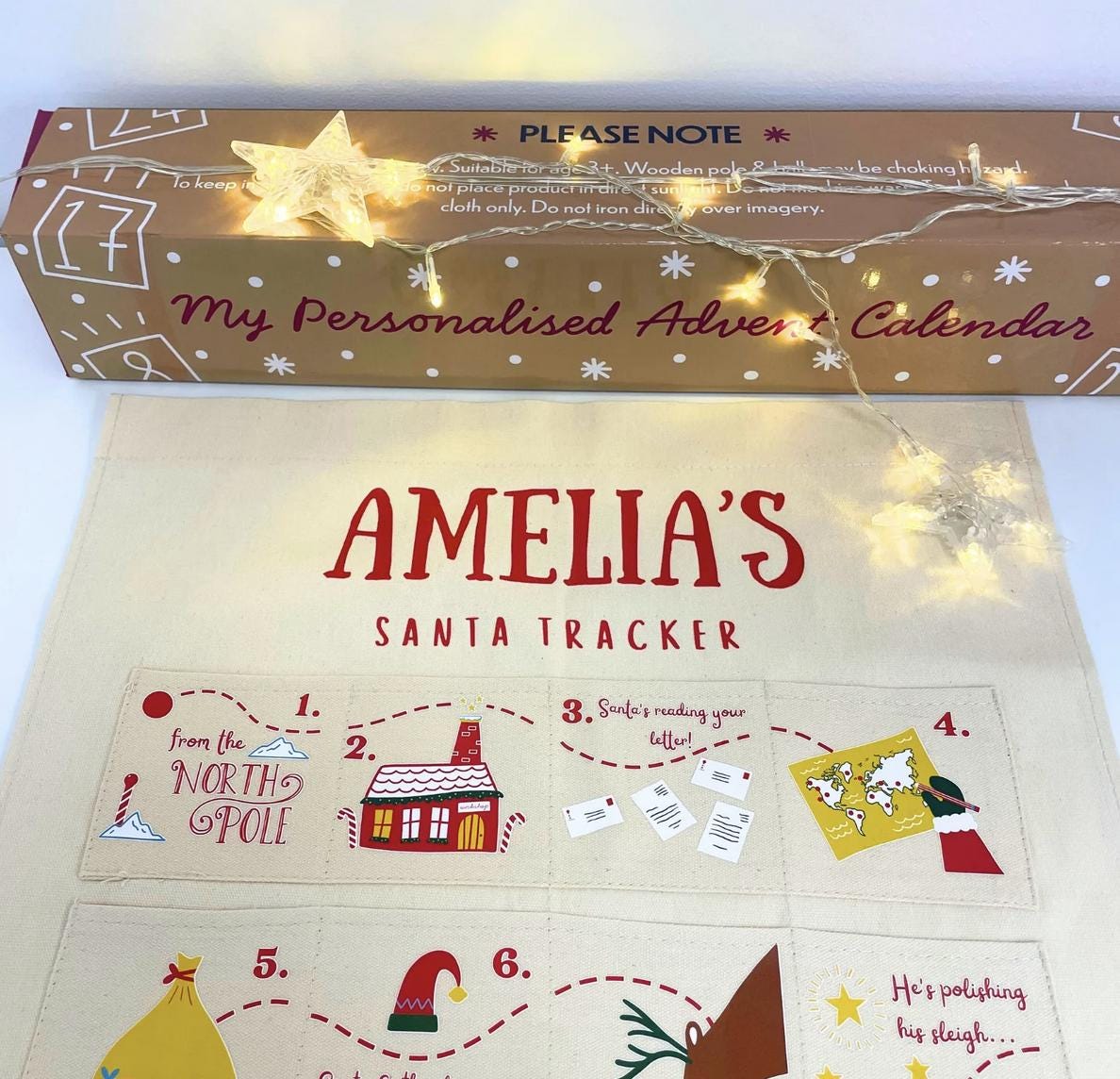 Personalised Fabric Advent Calendar HG 2026 - Santa Tracker - 24 Pocket Reusable Christmas Countdown Wall Hanging - Handmade Keepsake