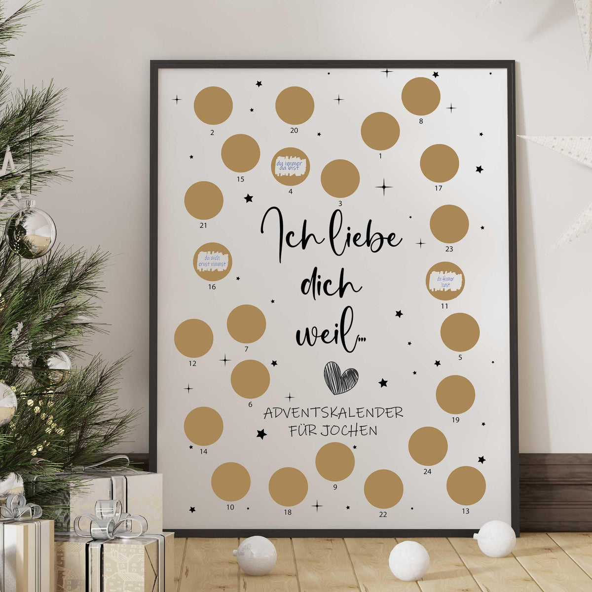 Scratch-off Advent Calendar HG • Customizable • DIY scratch-off calendar with 24 fields • Gift for friends, partner & family