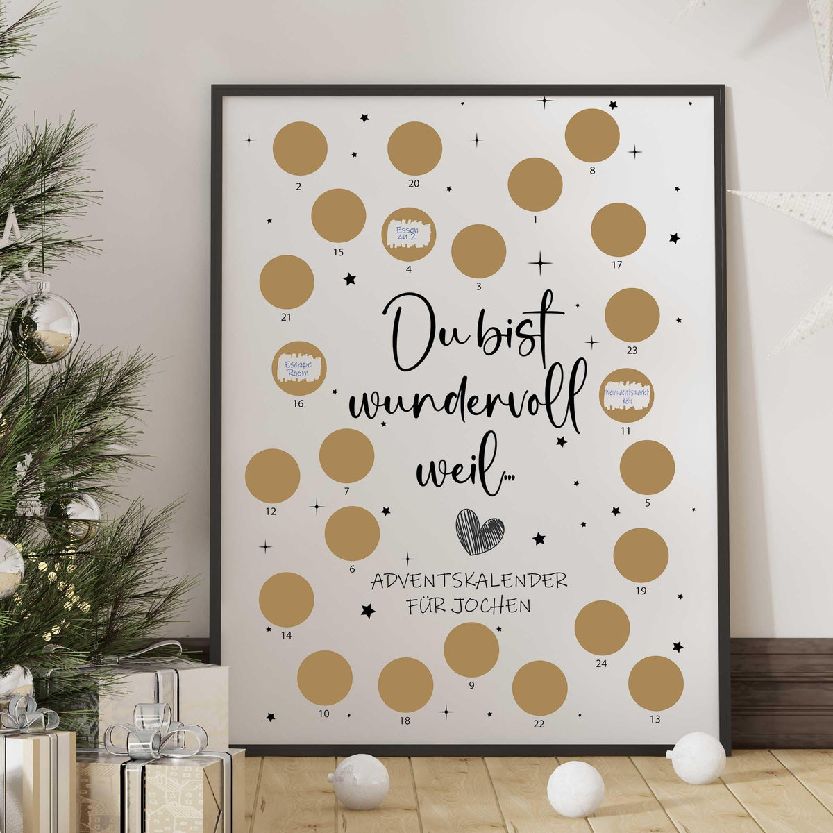 Scratch-off Advent Calendar HG • Customizable • DIY scratch-off calendar with 24 fields • Gift for friends, partner & family