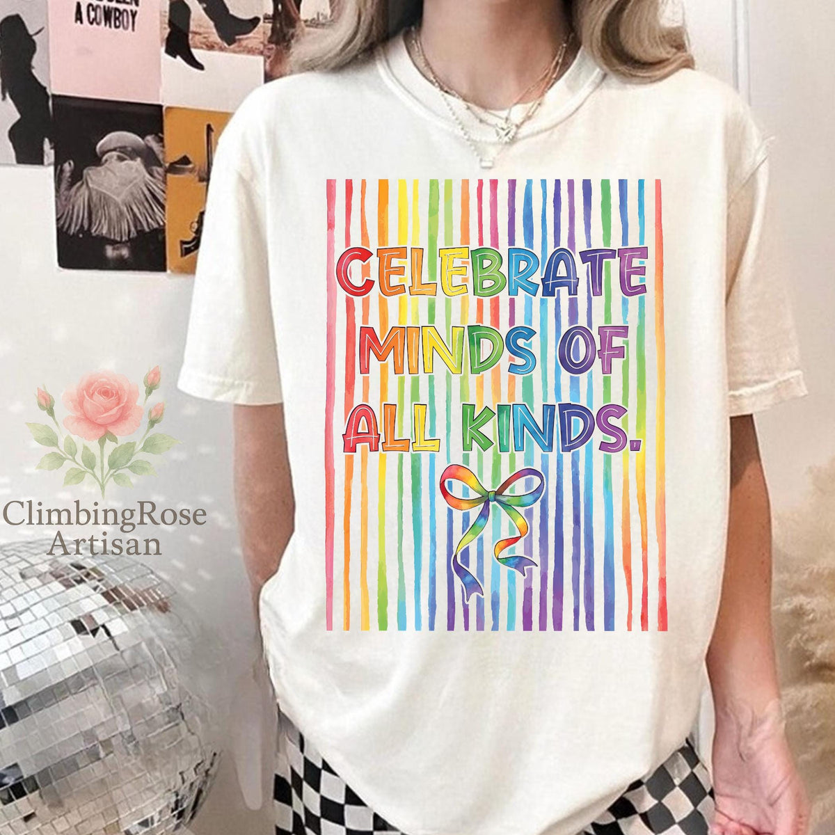 Striped Autism Awareness Neurodivergent Collage Celebrate Minds of All Kinds Design  Autism Mom  HG