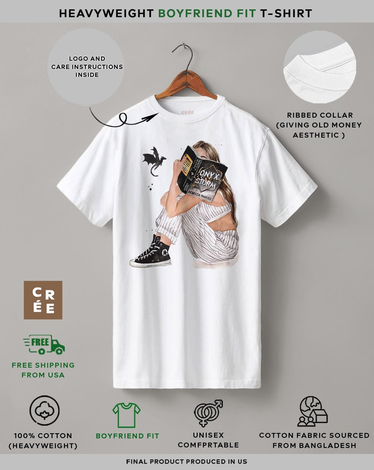 Onyx Storm book heavyweight t-shirt NNA