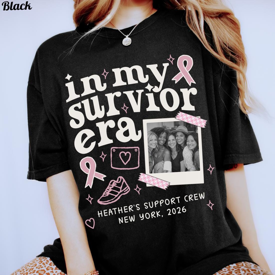 In My Fighter Era Custom Photo Breast Cancer Comfort Colors Team Shirt HGPersonalized Family Run Walk Group Picture Shirt HGBreastcancer Tee