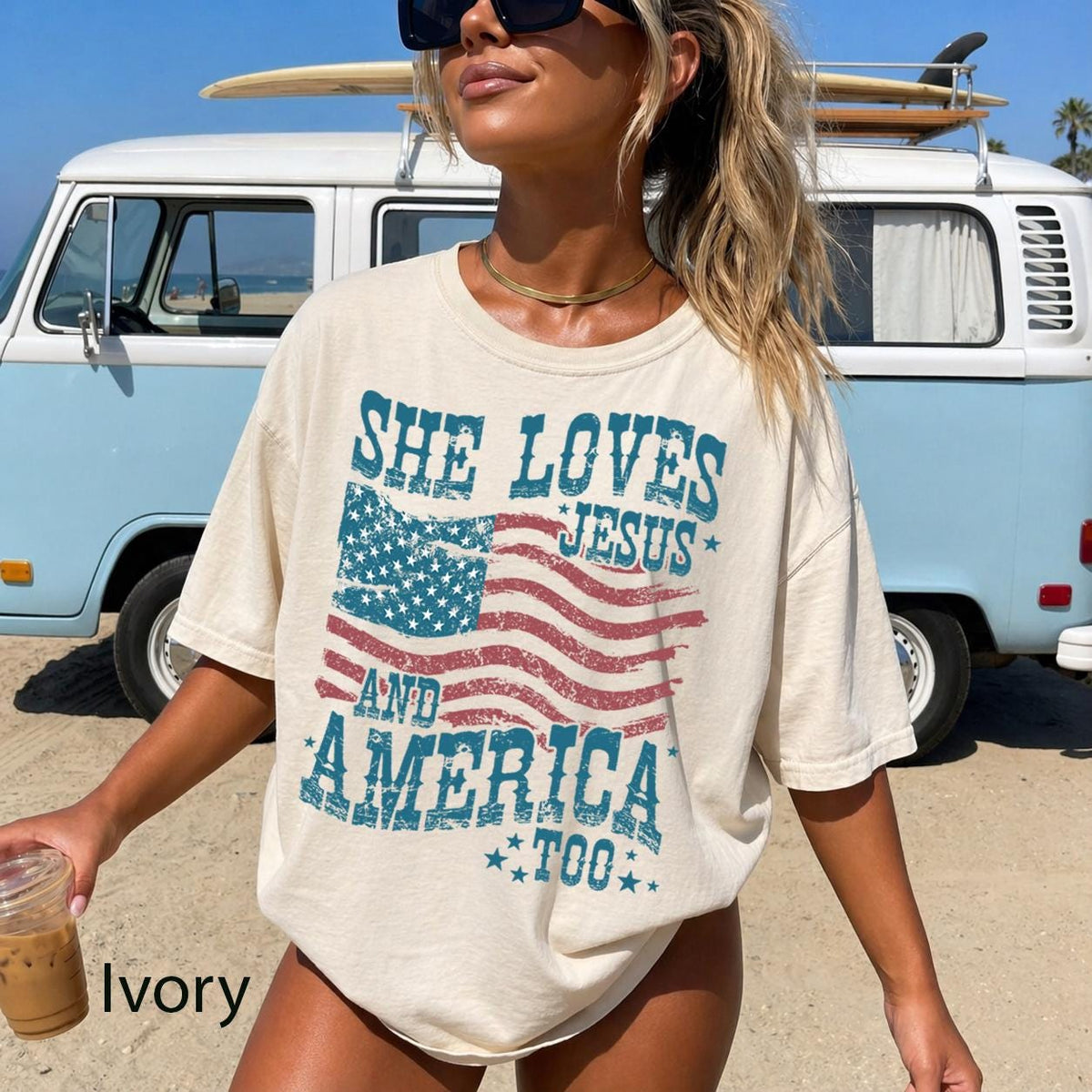 TT She Loves Jesus And America Too Comfort Colors T-shirt  4th Of July Unisex Tshirt  America Independence Tshirt  She Loves Jesus Tee NNA