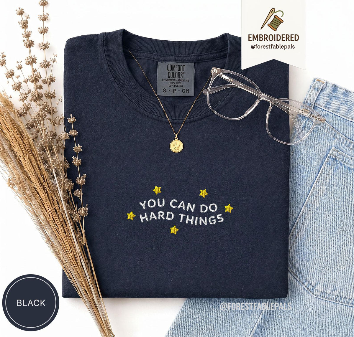 Embroidered You Can Do Hard Things T-Shirt Motivational Teacher Positive Sped Mental Health Counselor Appreciation Gift NNA