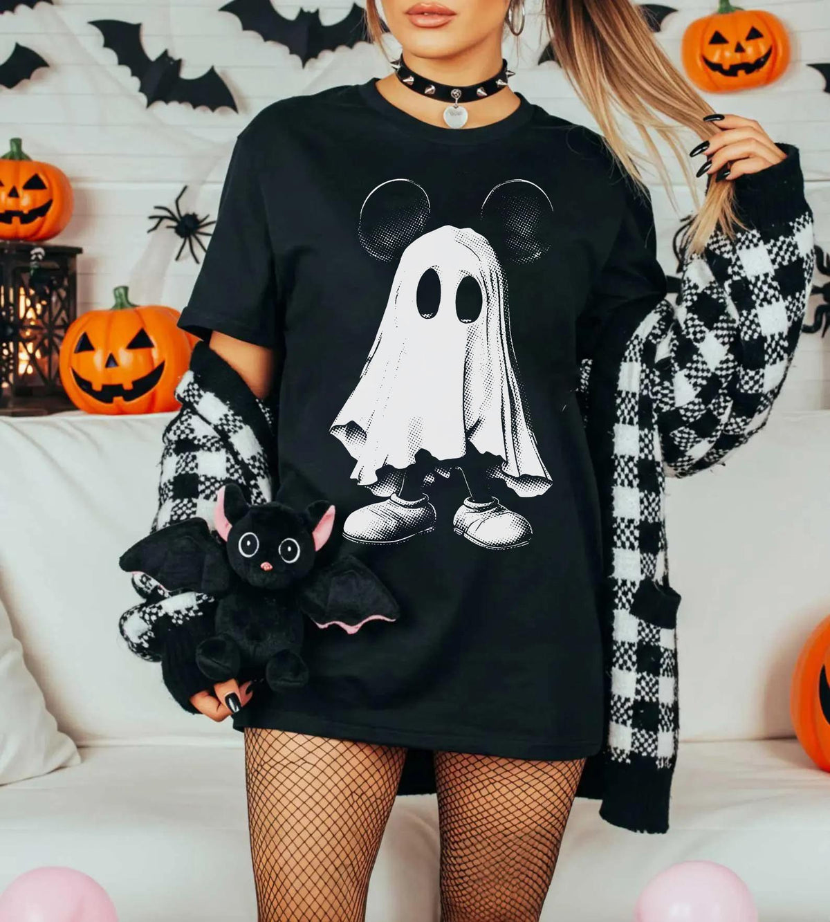 Mouse Friendly Spooky Mouse Ghost T-Shirt  Mouse's Not So Scary Halloween Party 2026 Family Matching Tee  Spooky Season NNA