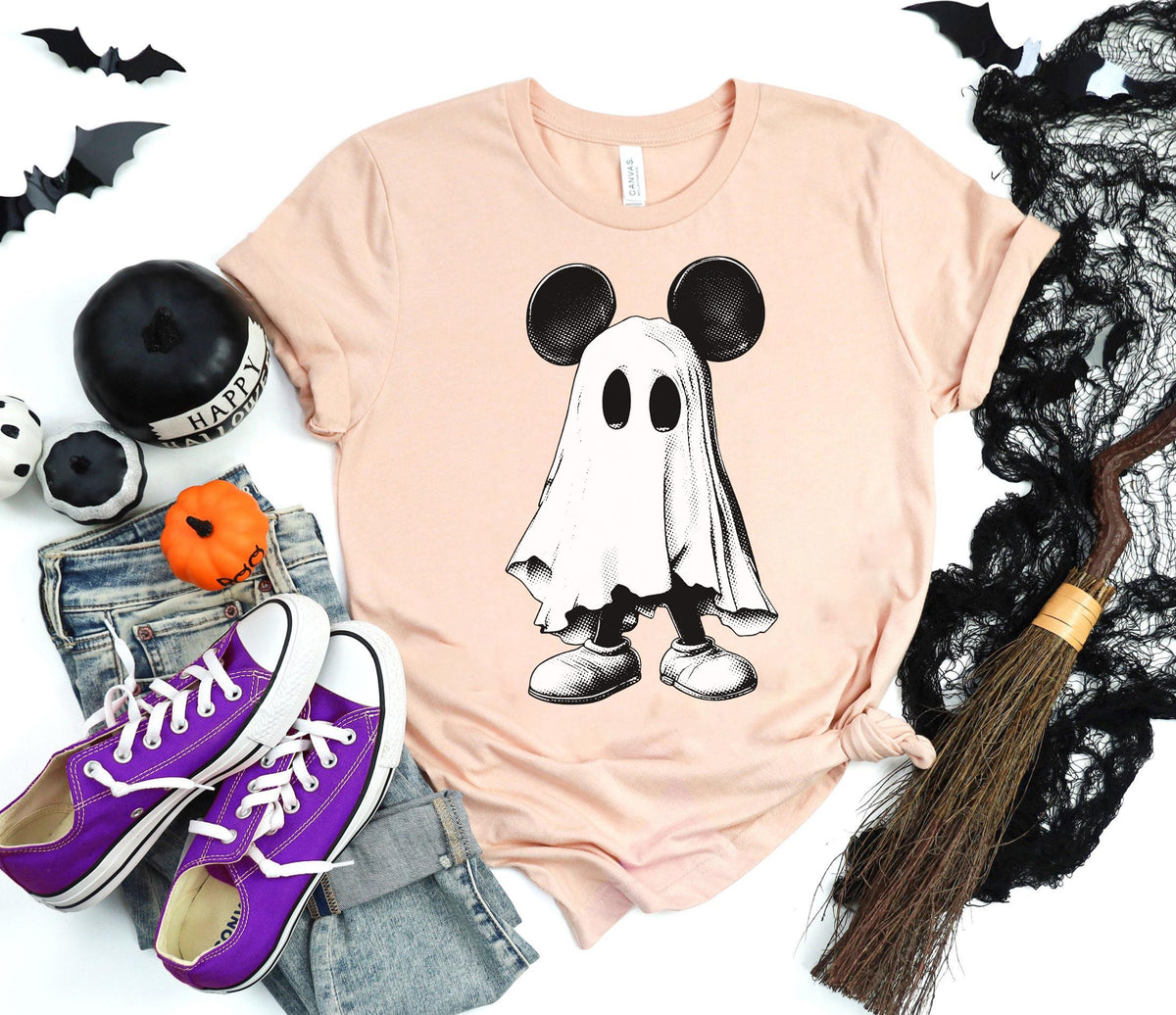 Mouse Friendly Spooky Mouse Ghost T-Shirt  Mouse's Not So Scary Halloween Party 2026 Family Matching Tee  Spooky Season NNA